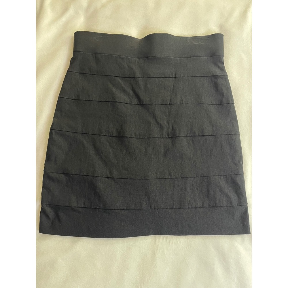 Y2K Sojourn Black Tiered Bandage Mini Skirt Bodycon Size Small